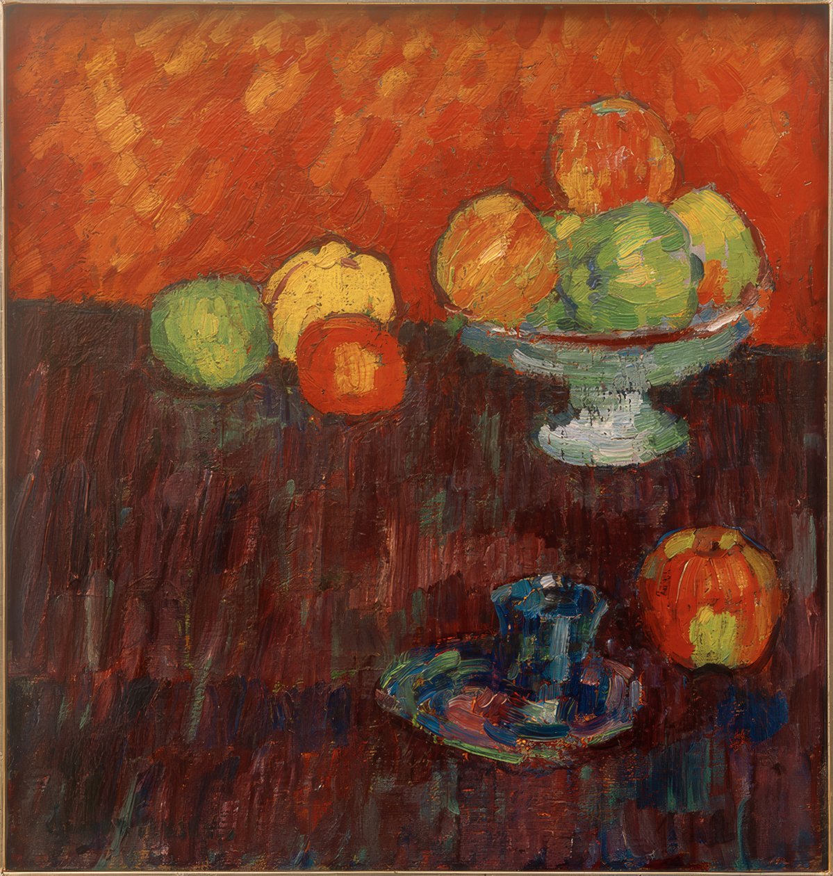 Martwa natura z jabłkami i niebieską filiżanką autorstwa Alexej von Jawlensky