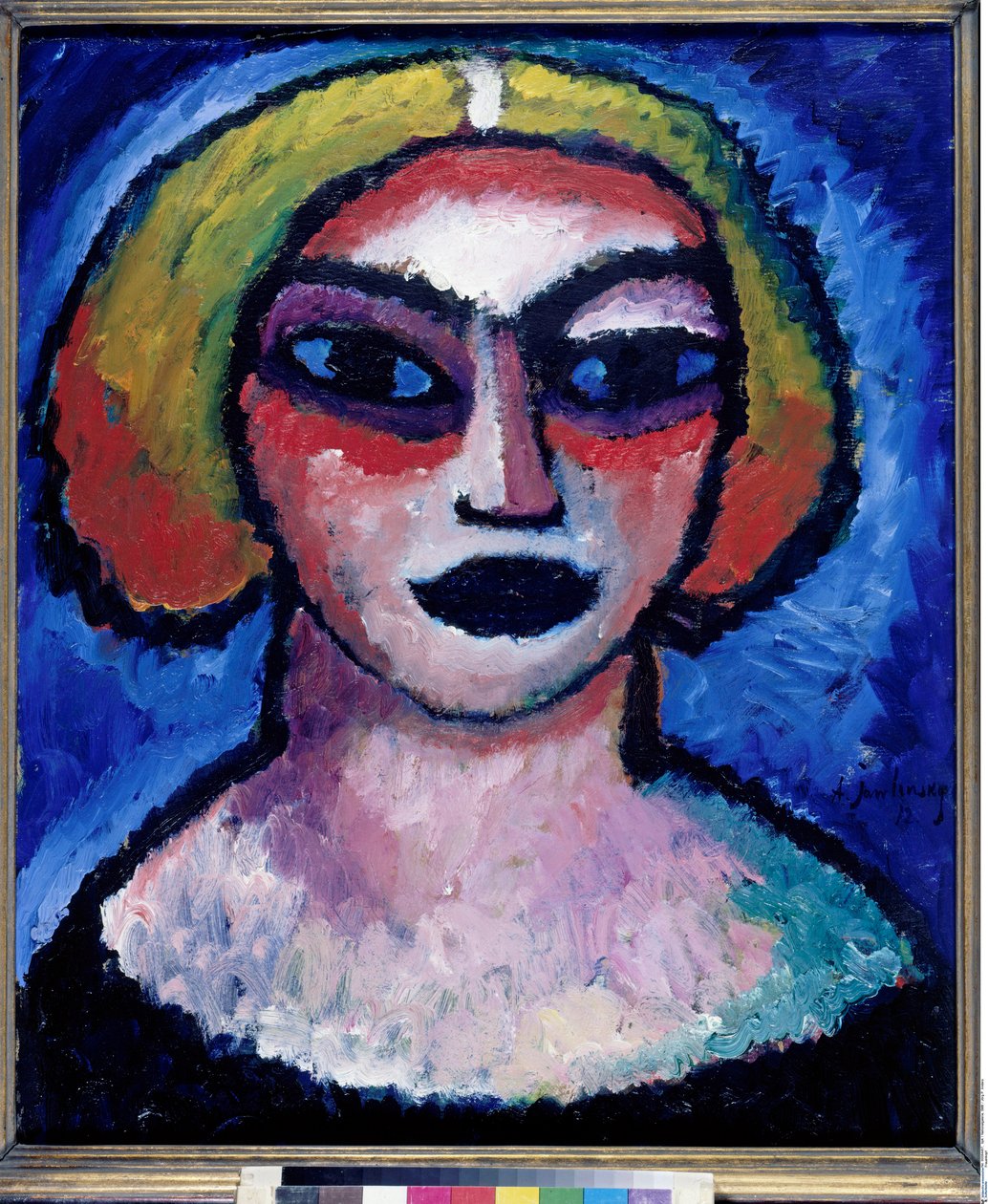 ""Tete de femme"" (Głowa kobiety) Peinture de Alexei von Javlensky (1864-1941) 1912 Wym. 61x51 cm Olej na tekturze Muzea Państwowe, Berlin autorstwa Alexej von Jawlensky