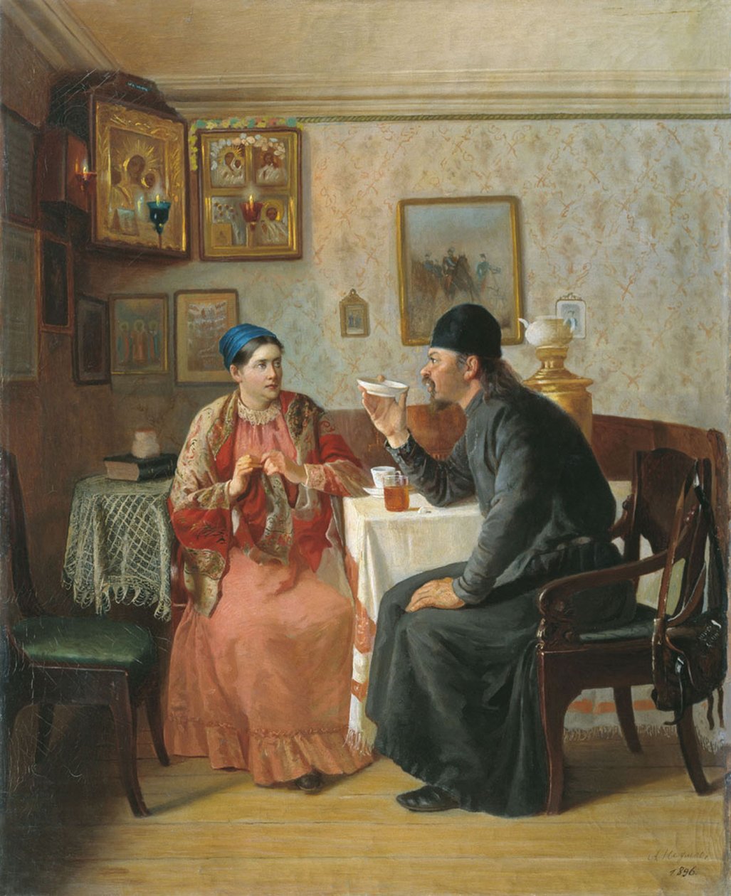 Picie herbaty, 1895 autorstwa Alexey Avvakumovich Naumov