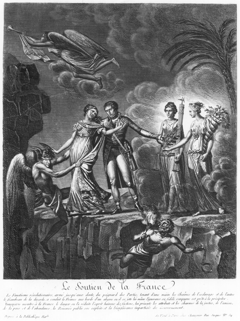 Alegoria Dobrego Rządu Napoleona Bonaparte (1769-1821) z „Le Soutien de la France”, c.1801 autorstwa Alexis Chataigner