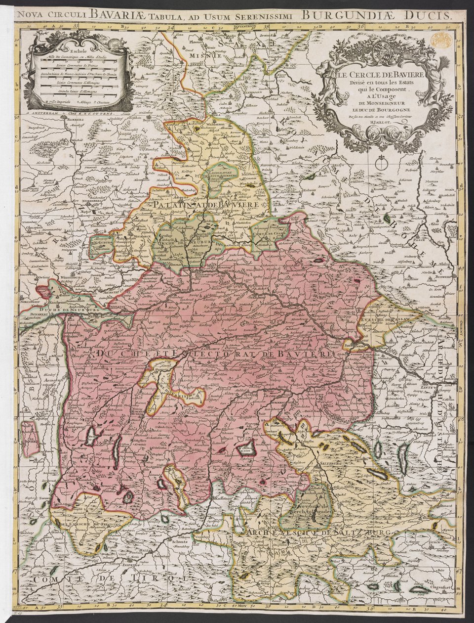 Mapa Bawarii autorstwa Alexis Hubert Jaillot
