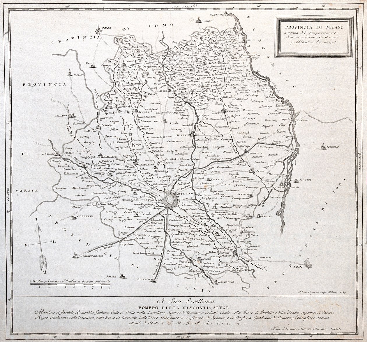 Mediolan, Włochy - przez A autorstwa Alexis-Hubert Jaillot
