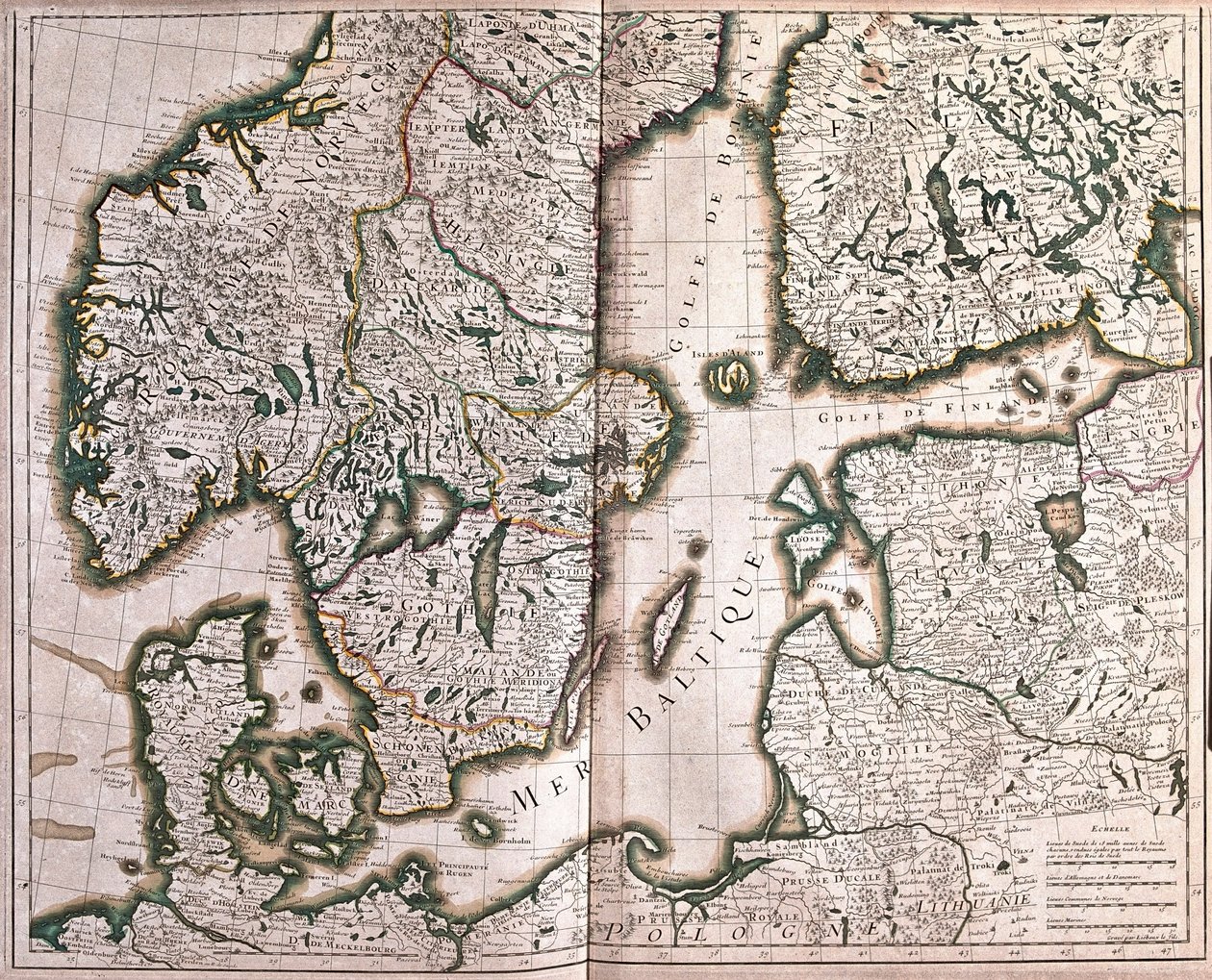 Norwegia, Dania, Finlandia i Morze Bałtyckie - według A autorstwa Alexis Hubert Jaillot