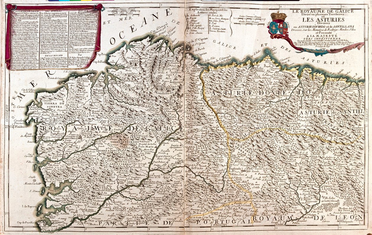 Południowa Portugalia, Galicja i Asturia - A autorstwa Alexis Hubert Jaillot