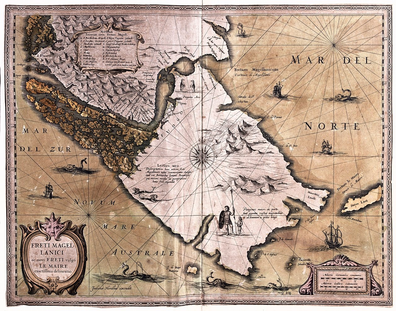 Cieśnina Magellana, Tierra del Fuego, A.H. Jaillot w "Atlas Français" - Paryż autorstwa Alexis Hubert Jaillot