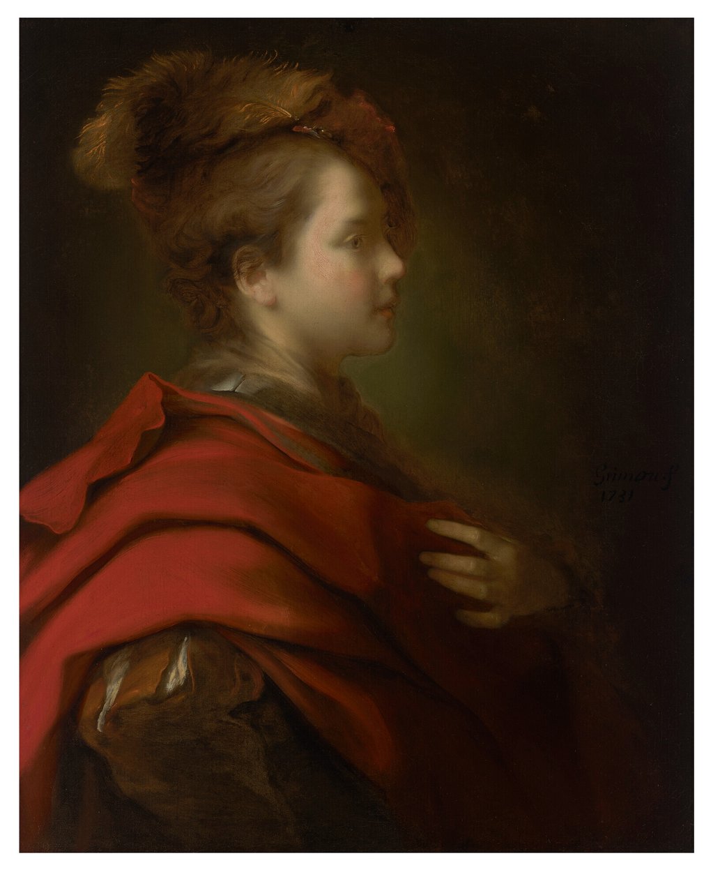 Portret chłopca, półdługi, z profilu, w fantazyjnym stroju autorstwa Alexis Grimou