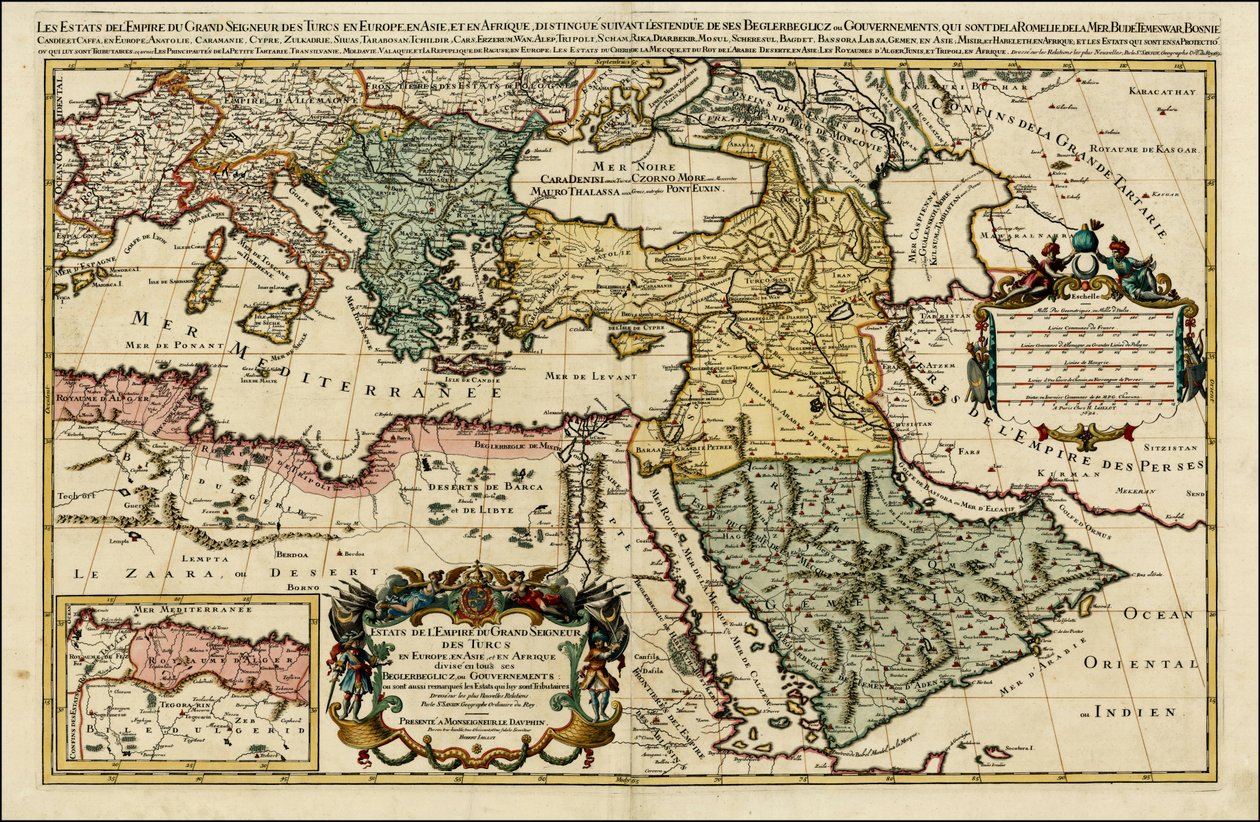 Mapa Imperium Tureckiego w Europie, Azji i Afryce z 1692 r. autorstwa Huberta Jaillota autorstwa Alexis Hubert Jaillot