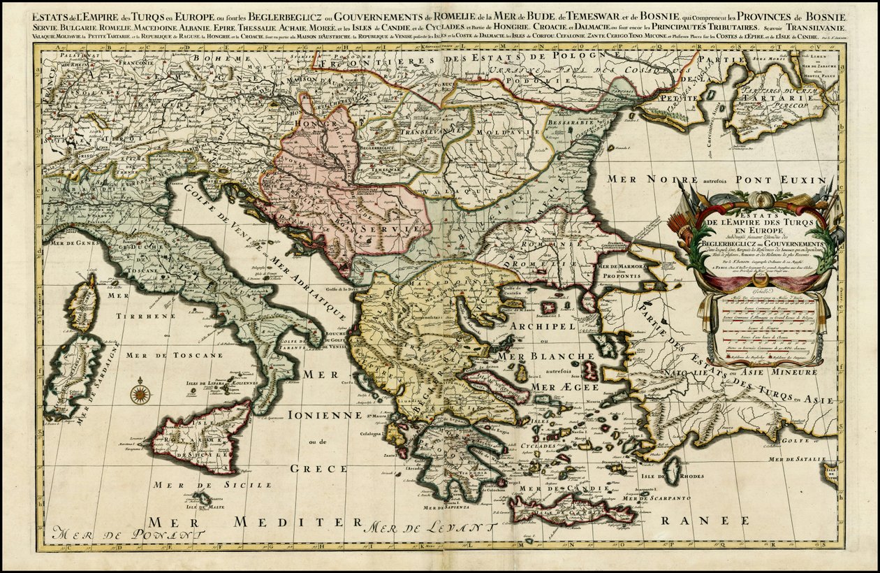 Mapa Imperium Tureckiego w Europie z 1692 r. autorstwa Huberta Jaillota autorstwa Alexis Hubert Jaillot