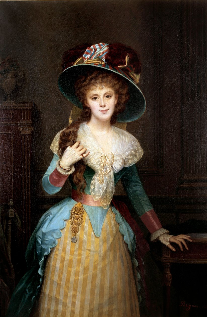 Portret kobiety w wielkim kapeluszu Malarstwo Alexis Joseph Perignon (1806-1882) XIX w. Dijon, Musee des Beaux Arts autorstwa Alexis Joseph Perignon