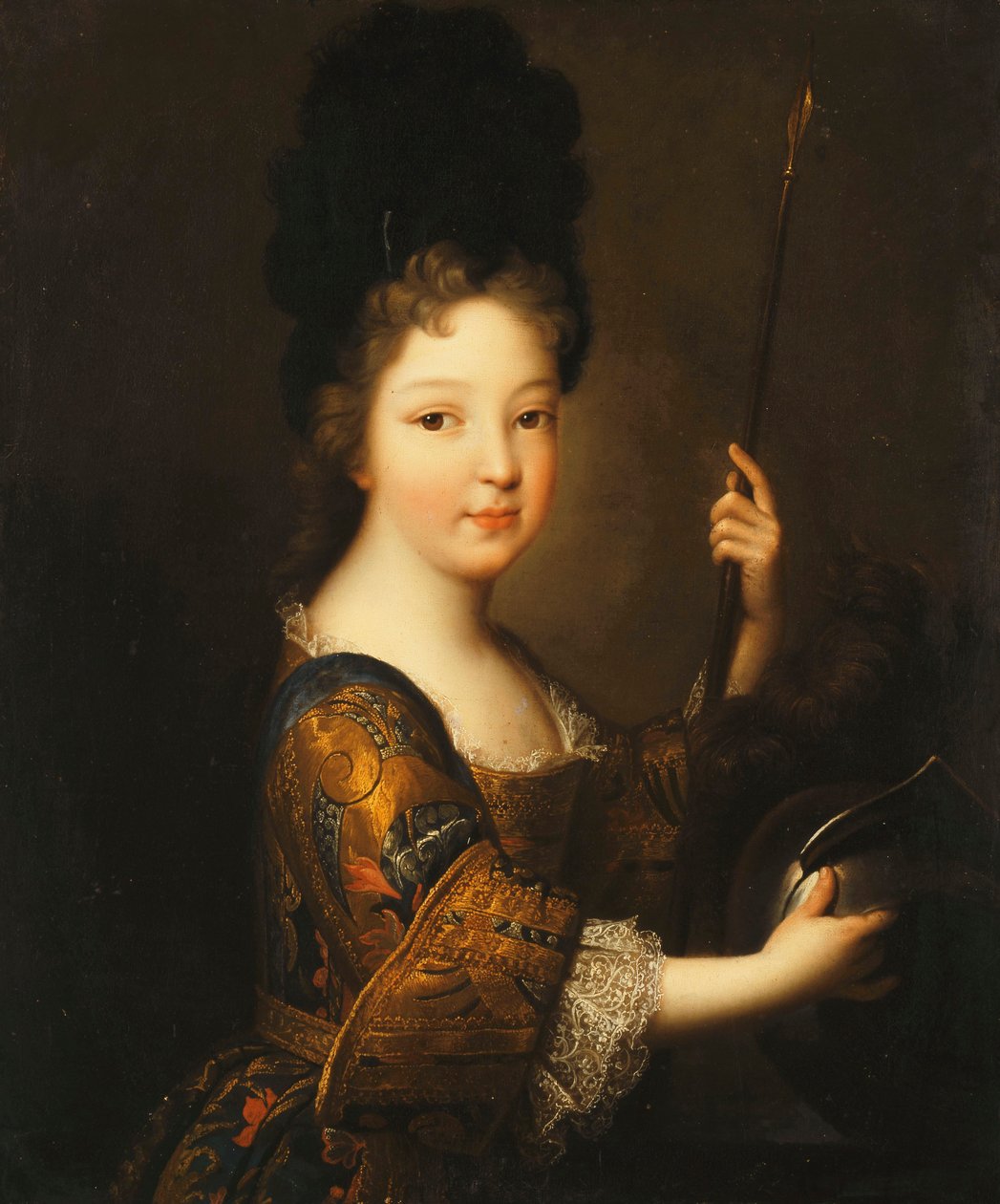 Portret dziewczyny, pół długości, jako Minerwa, autorstwa Alexis Simon Belle