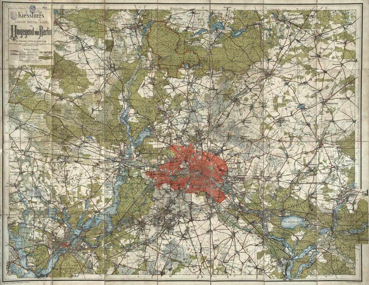 Duża specjalna karta Kiesslinga dla okolic Berlina autorstwa Alexius Kiessling