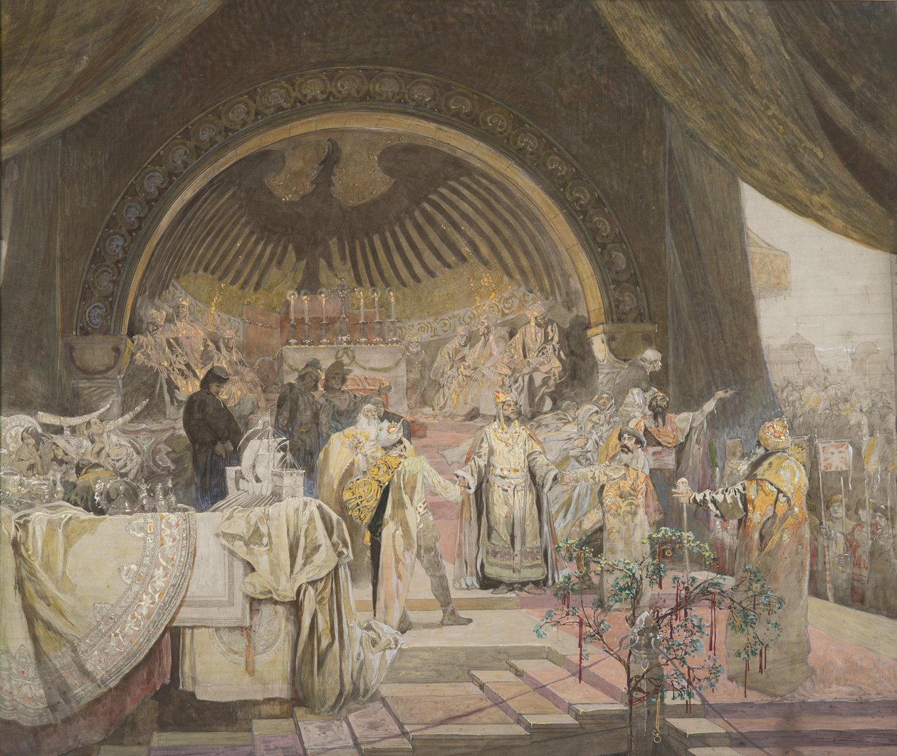 Ottokar II z Czech. Związek dynastii słowiańskich Cykl Słowiański szkic epicki. autorstwa Alfons Marie Mucha