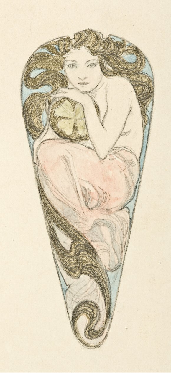 Miniaturowy projekt na zawieszkę zapięcia dużego gorsetu, ok. 1900 r. 1900. autorstwa Alfons Marie Mucha