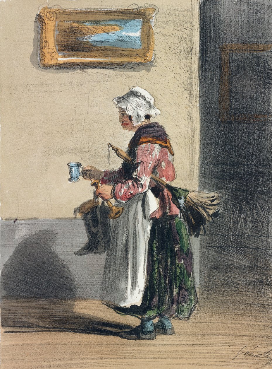 Sprzątaczka, z „Les Femmes de Paris”, 1841-42 autorstwa Alfred Andre Geniole