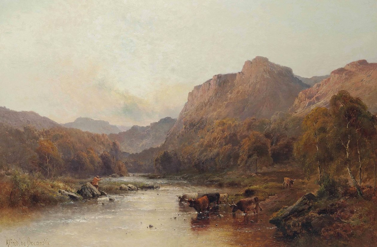 Strumień w Zamku Campbell autorstwa Alfred de Breanski
