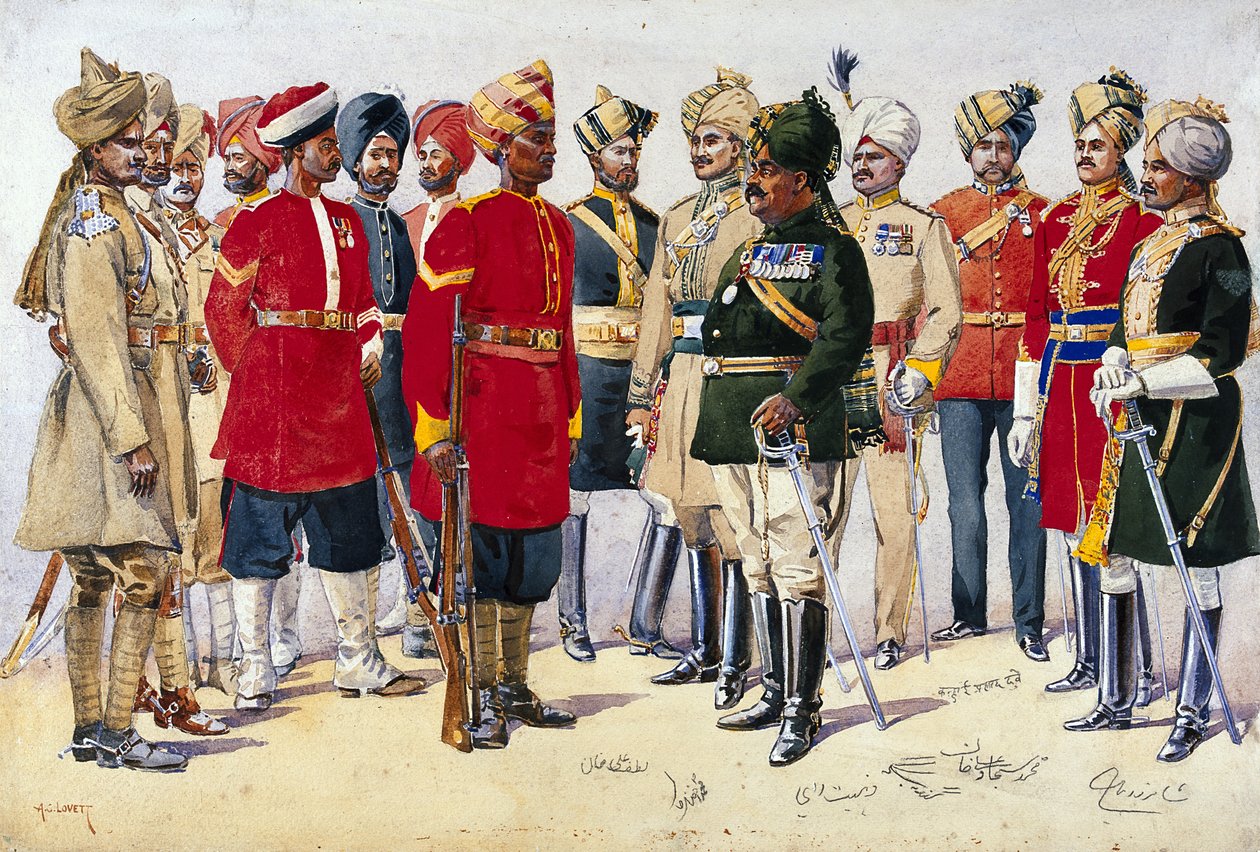 Imperialne oddziały służbowe, ilustracja z „Armie Indii” majora G.F. MacMunn, wydana w 1911, 1908 autorstwa Alfred Crowdy Lovett