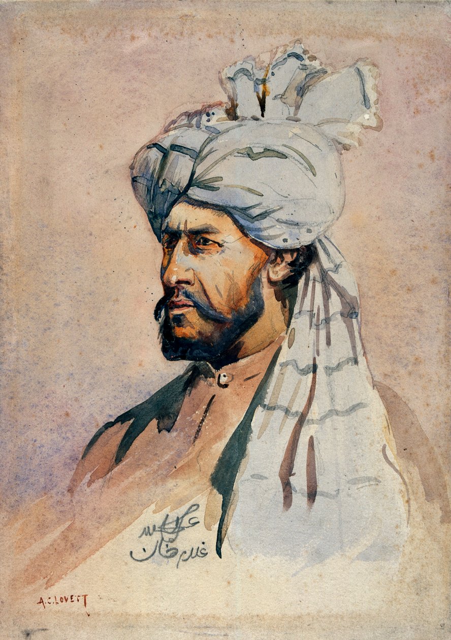 Żołnierz Milicji Kurram, bez munduru, ilustracja do „Armie Indii” majora G.F. MacMunn, wydana w 1911, 1908 autorstwa Alfred Crowdy Lovett
