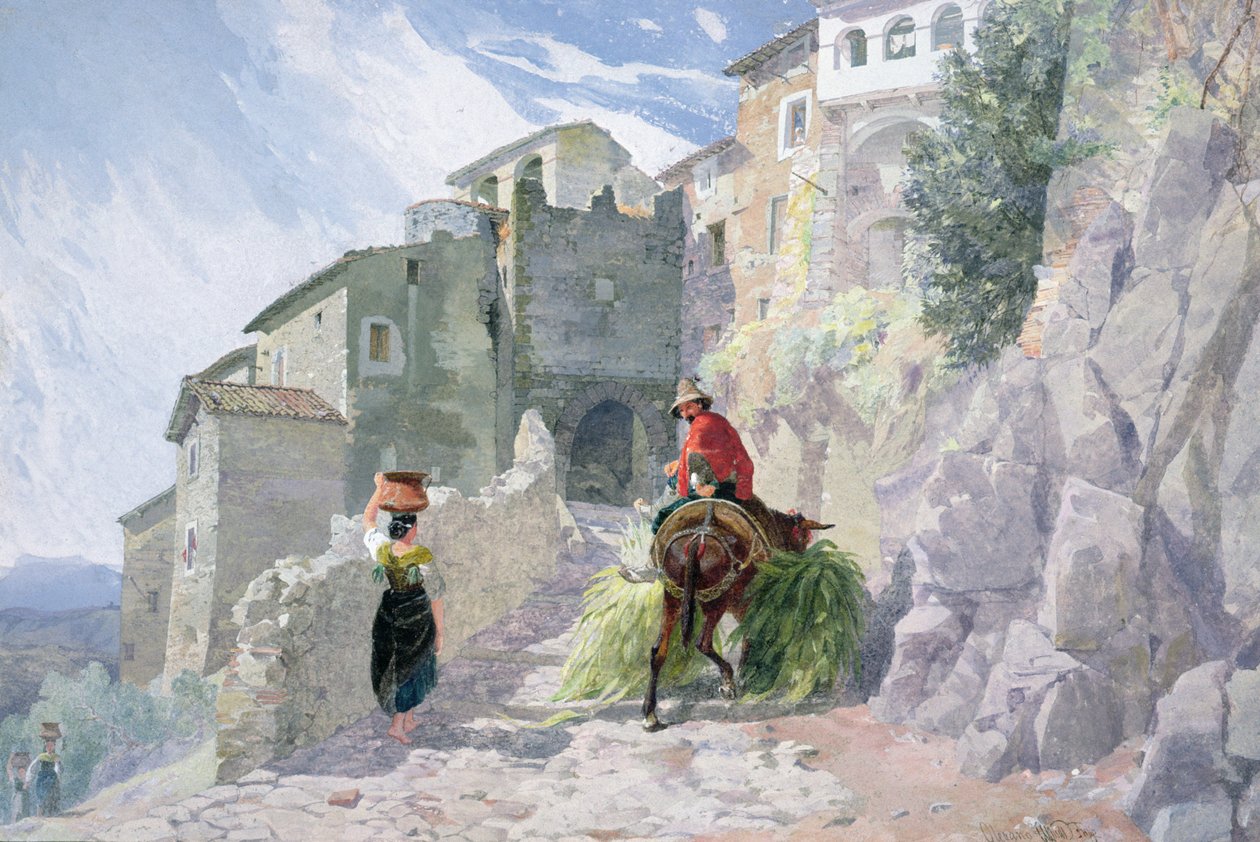 Klasztor San Rocco, Olevano, XIX w. (akwarela) autorstwa Alfred Downing Fripp