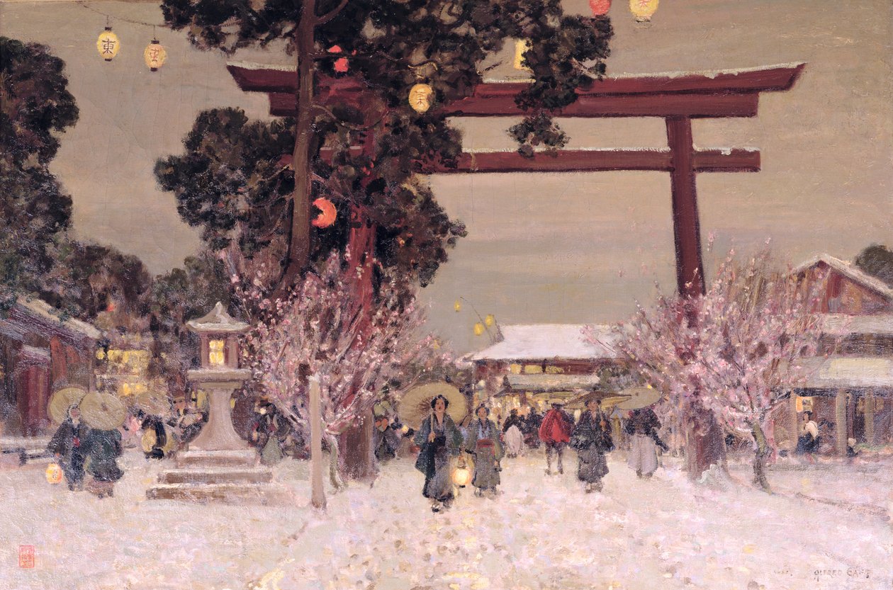 Widok świątyni szintoistycznej, ok. 1889 r. autorstwa Alfred East