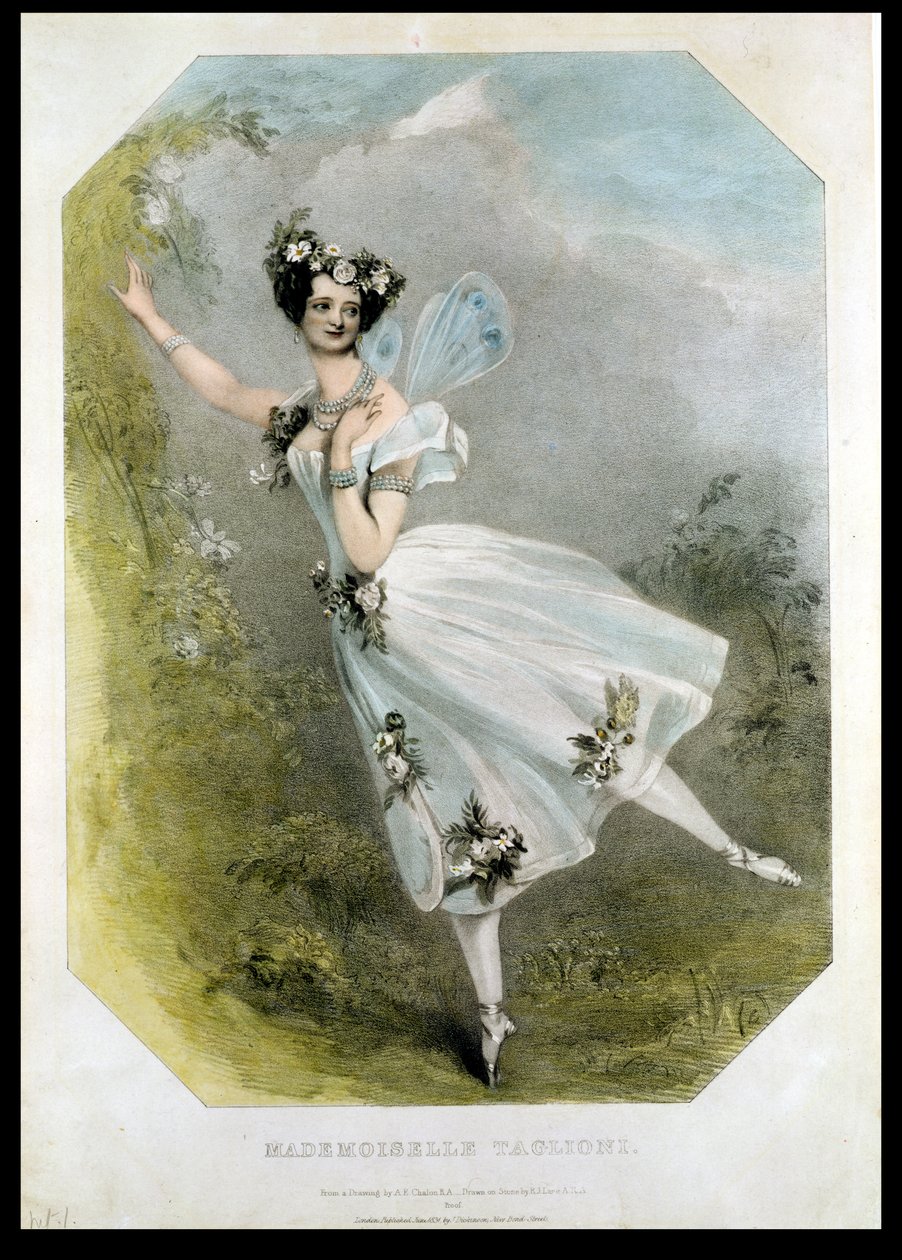Marie Taglioni (1804-84) w „Flore et Zephire” Cesare Bossi, c.1830 autorstwa Alfred Edward Chalon