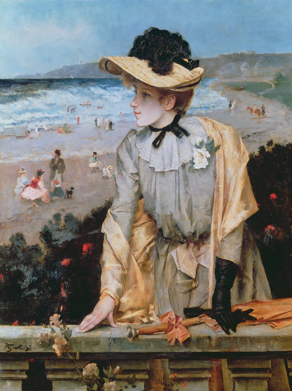 Młoda kobieta na plaży, czyli paryska nad morzem autorstwa Alfred Emile Stevens