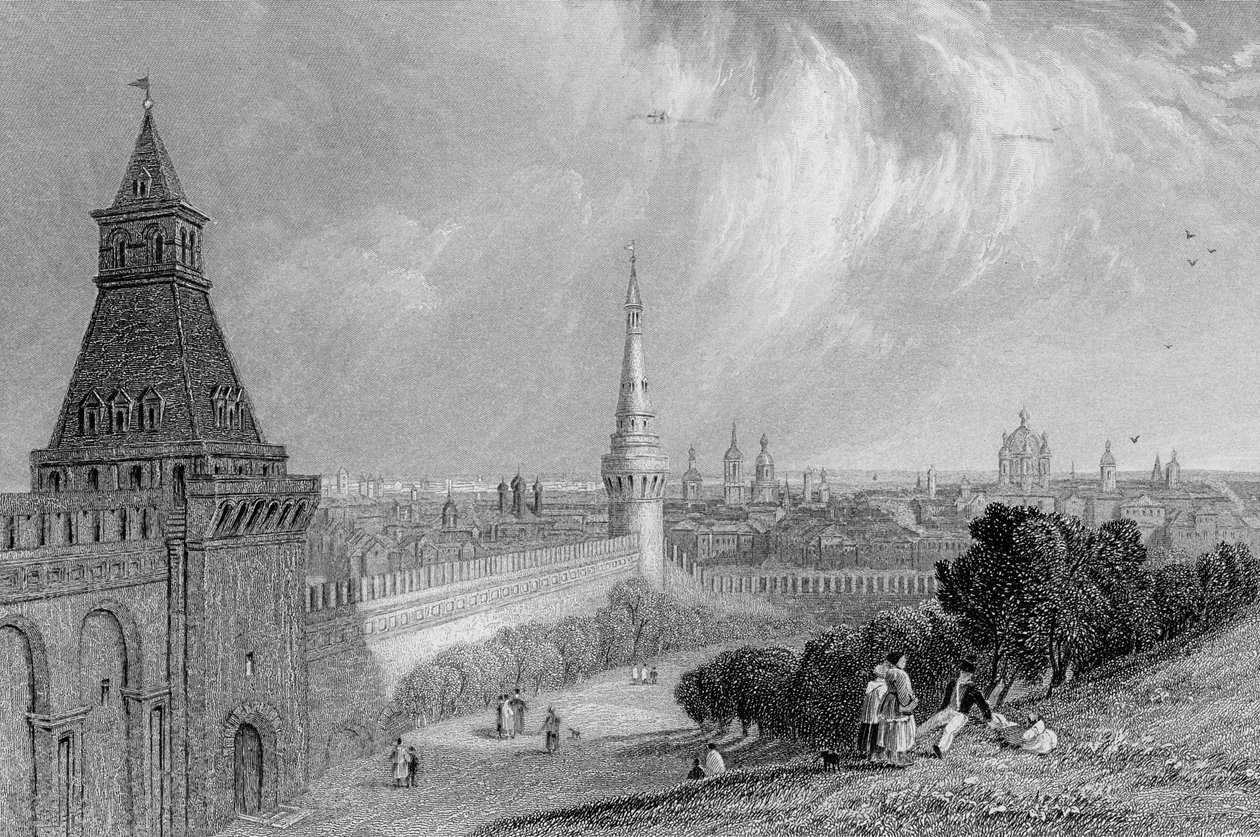 Moskwa z Esplanady Kremla, rycina J.T. Willmore autorstwa Alfred Gomersal Vickers