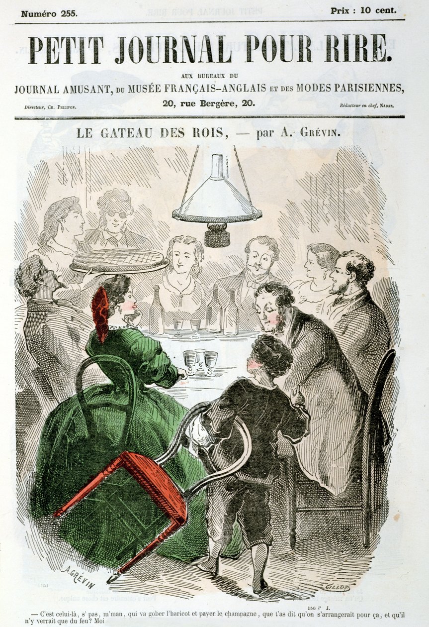 „Le Gateau de Rois”, rodzina świętująca Dwunastą Noc, z „Le Petit Journal Pour Rire”, c.1865 autorstwa Alfred Grevin