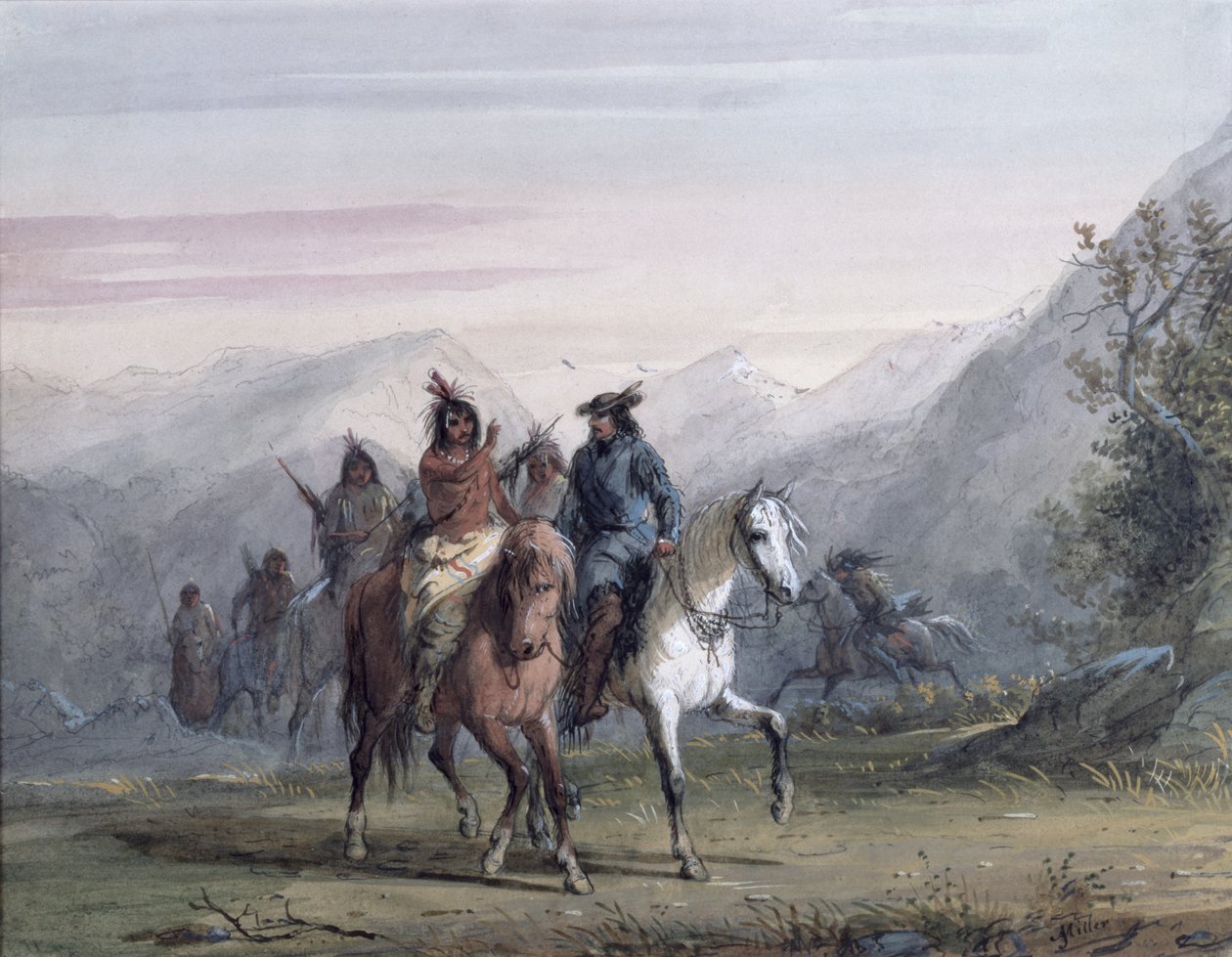 Rozmowa znakami, 1837 autorstwa Alfred Jacob Miller