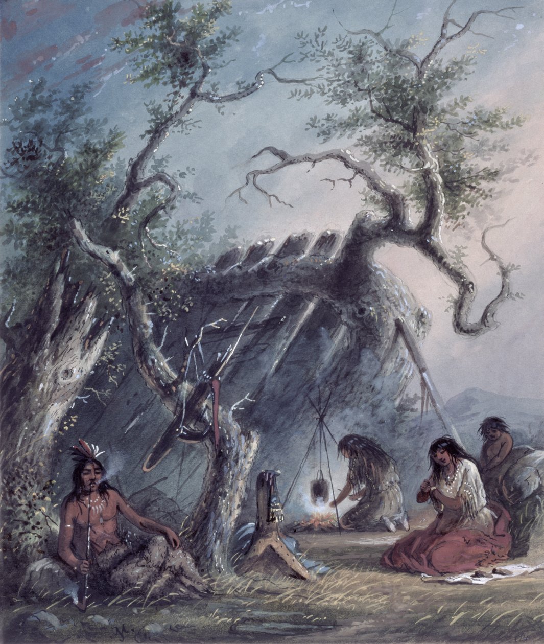 Loża indyjska, 1837 autorstwa Alfred Jacob Miller