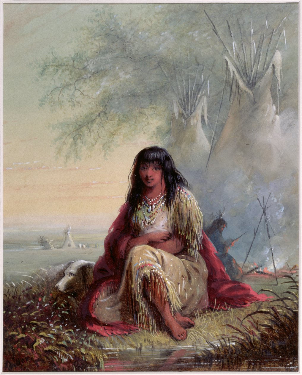 Sioux Indian Girl (wc i gwasz na papierze) autorstwa Alfred Jacob Miller