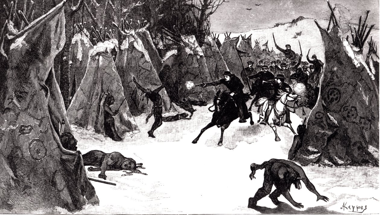 Bitwa pod Washita, listopad 1868, z „Życia na równinach” autorstwa Alfred Kappes