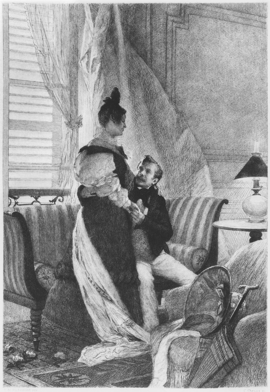 Emma Bovary i Rodolphe, ilustracja z "Madame Bovary" Gustave