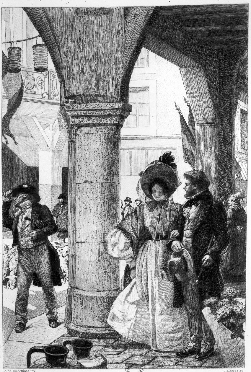 Emma Bovary idąca z towarzyszką z „Madame Bovary” Gustave