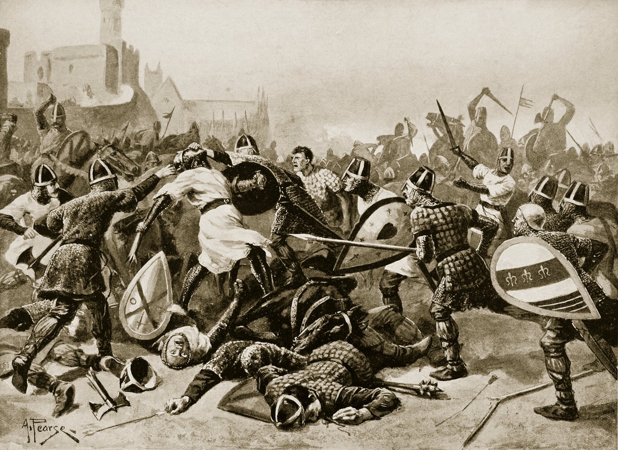 Stephen wzięty do niewoli w bitwie pod Lincoln, 1141, ilustracja z „Hutchinson