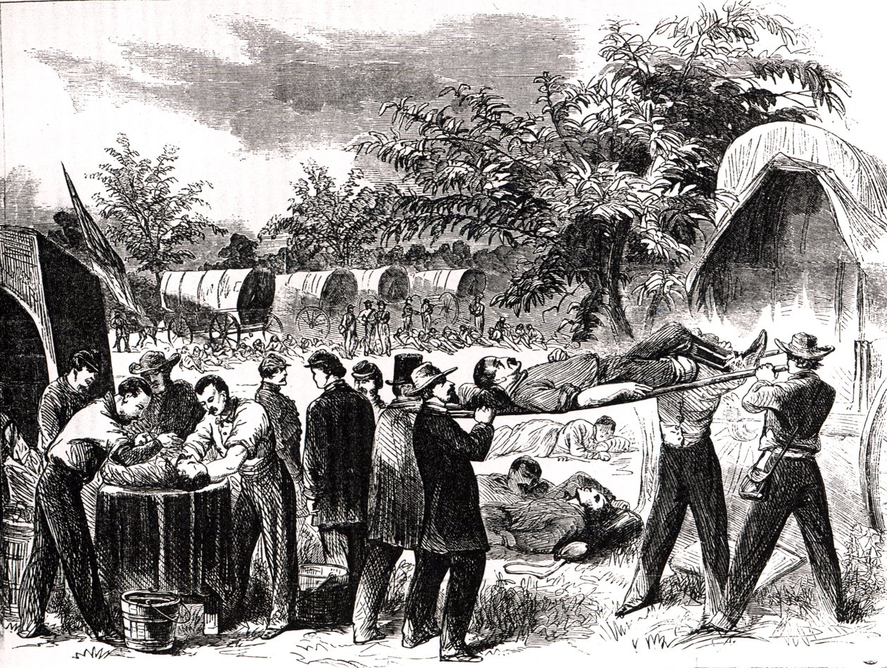 Wyprowadzenie rannych po bitwie pod Antietam w 1862 r. autorstwa Alfred Rudolph Waud