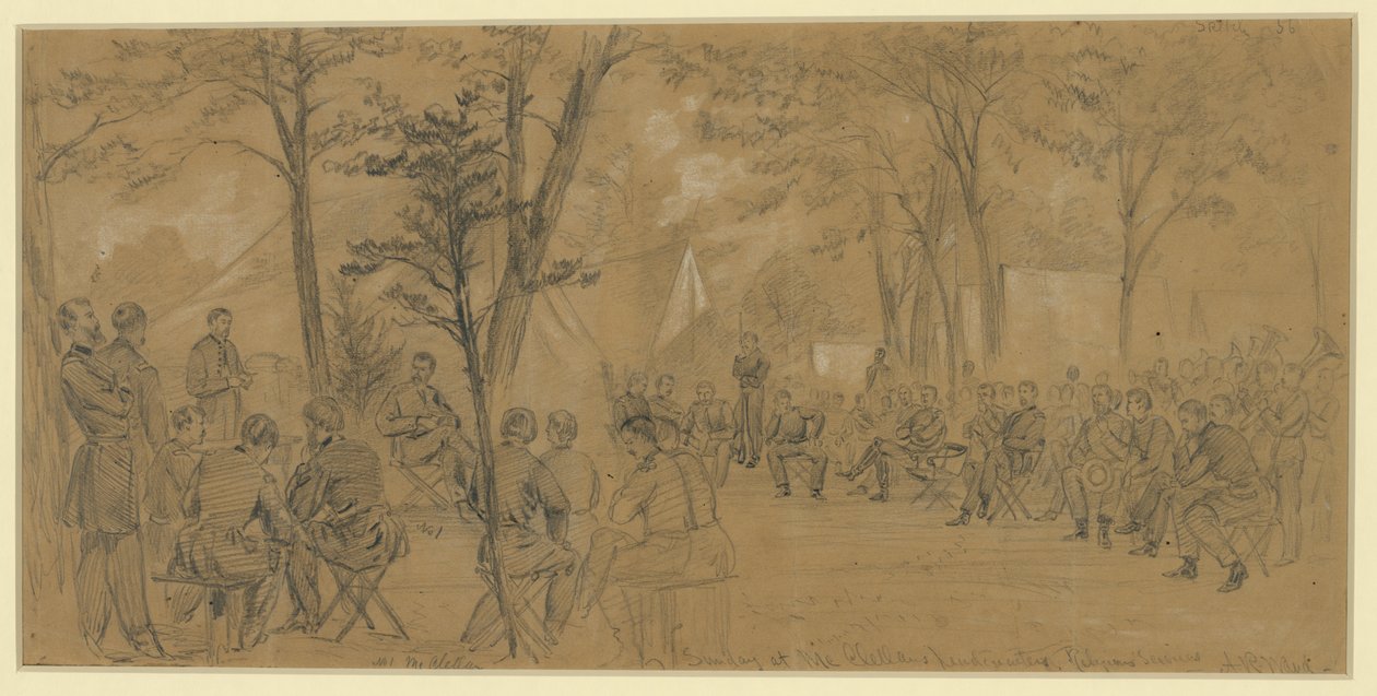 Niedziela w siedzibie McClellans autorstwa Alfred Rudolph Waud