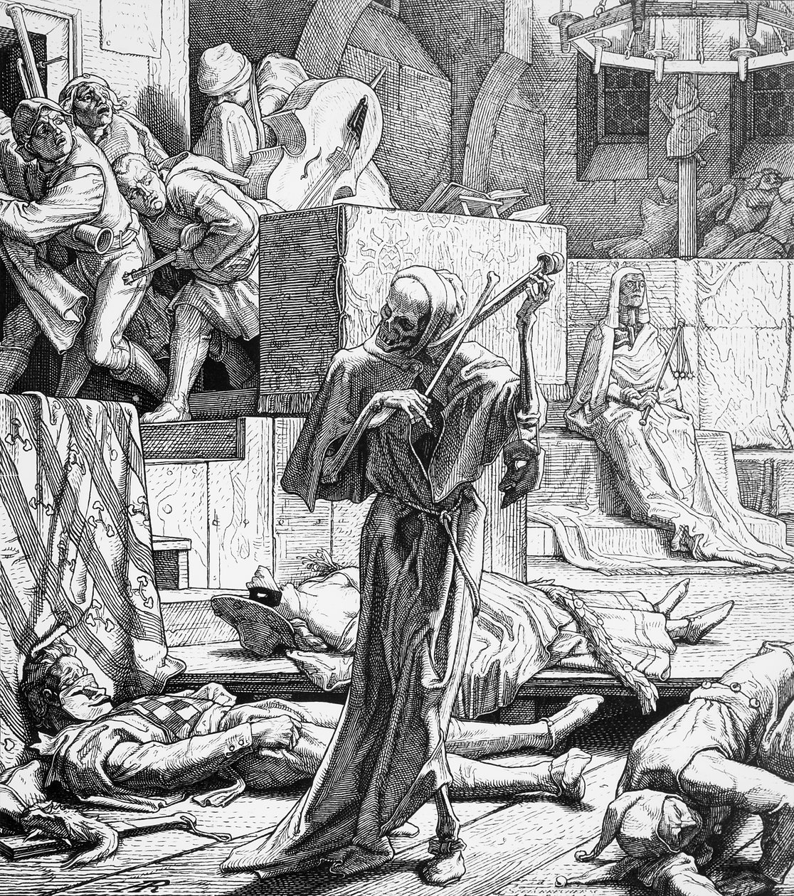 Śmierć jako zabójca, 1851 (drewno) autorstwa Alfred Rethel