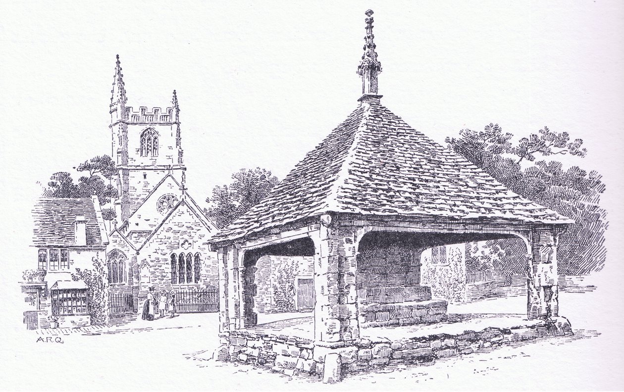 Castle Combe, Wiltshire, z książki The Cottages and the Village Life of Rural England wydanej przez Dent & Sons Limited, 1912 autorstwa Alfred Robert Quinton