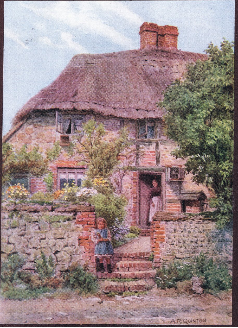 Drzwi do domku, Amberley, Sussex, z książki The Cottages and the Village Life of Rural England wydanej przez Dent & Sons Limited, 1912 autorstwa Alfred Robert Quinton