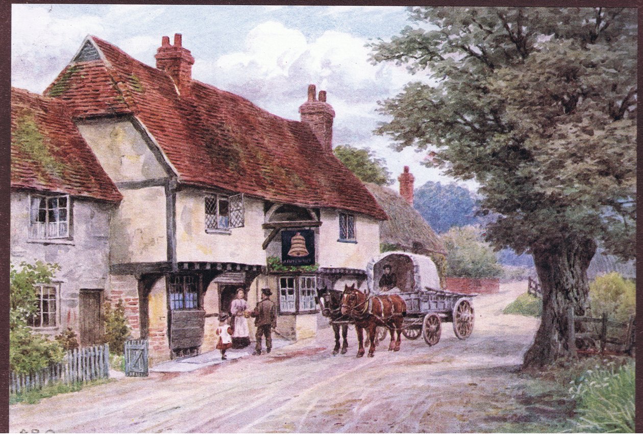 The Bell Inn, Waltham St Lawrence, z książki The Cottages and the Village Life of Rural England wydanej przez Dent & Sons Limited, 1912 autorstwa Alfred Robert Quinton