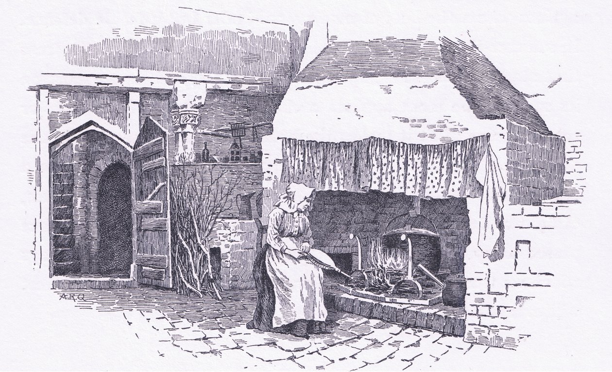 The kitchen, Old Sow, Kent, z książki The Cottages and the Village Life of Rural England wydanej przez Dent & Sons Limited, 1912 autorstwa Alfred Robert Quinton