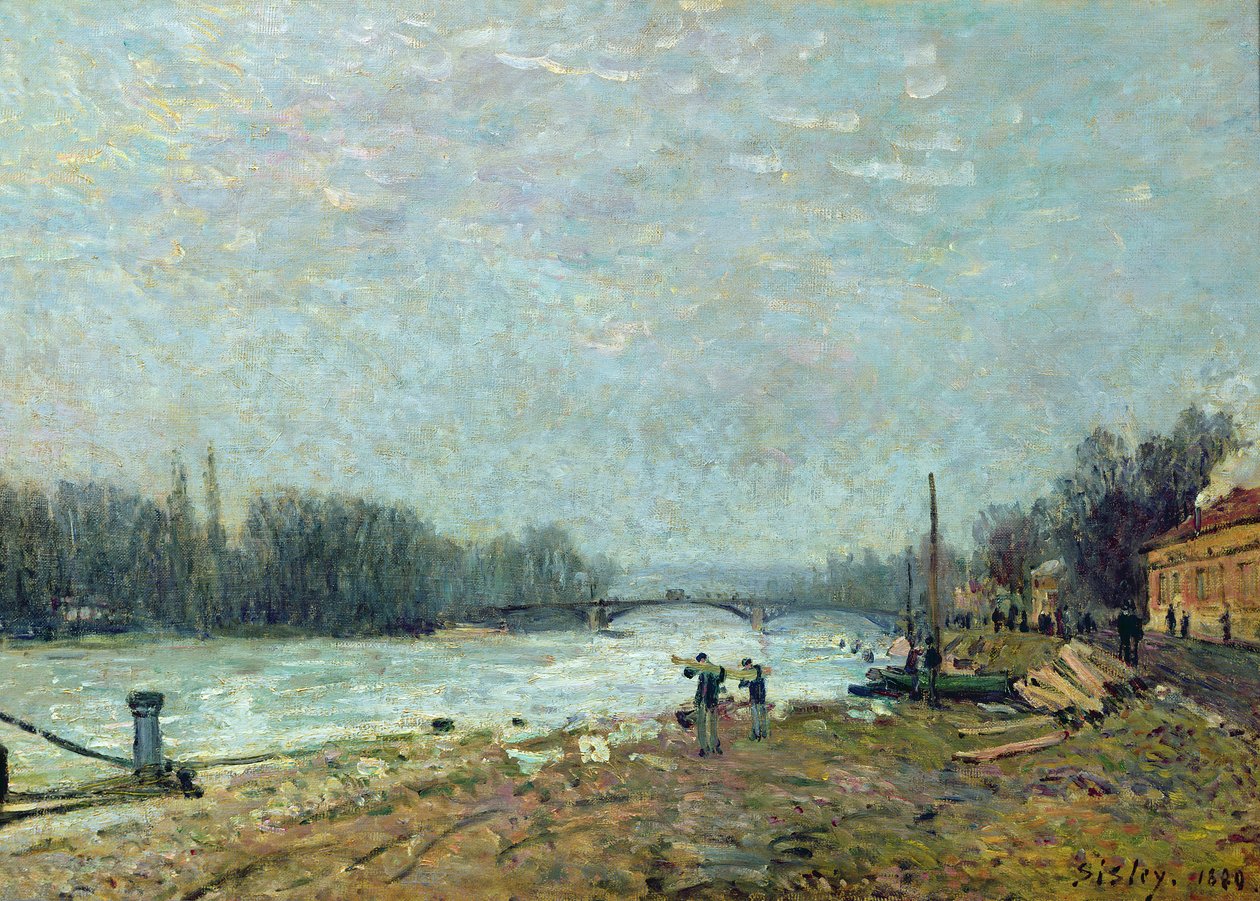 Po odwilży, Sekwana przy moście Suresnes, 1880 autorstwa Alfred Sisley
