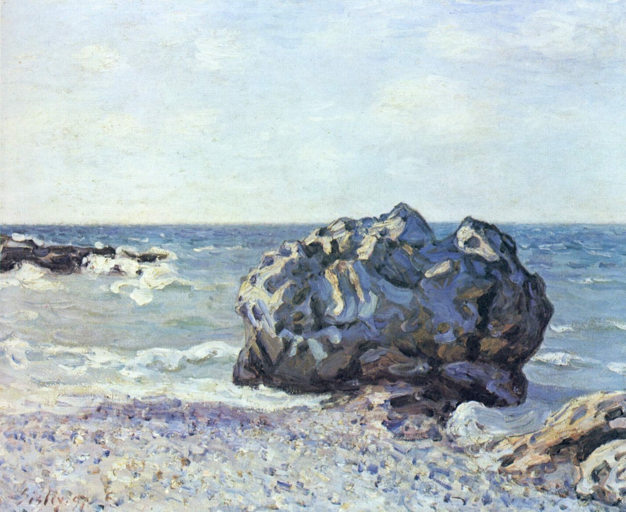 Zatoka Langland ze skałami autorstwa Alfred Sisley
