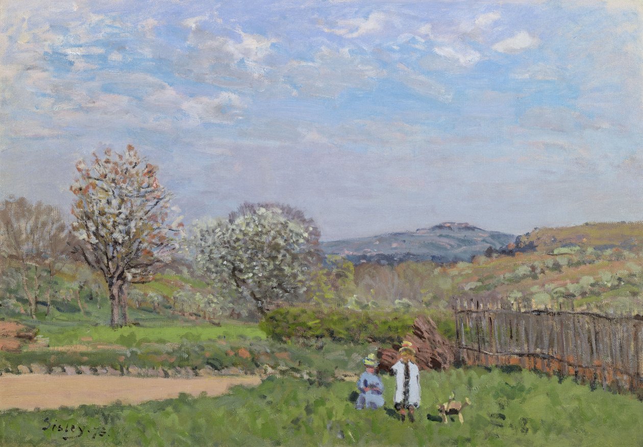 Dzieci bawiące się na łące autorstwa Alfred Sisley