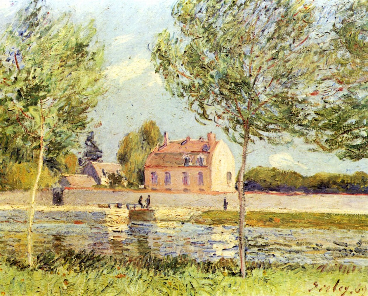Domy nad brzegiem Loing autorstwa Alfred Sisley