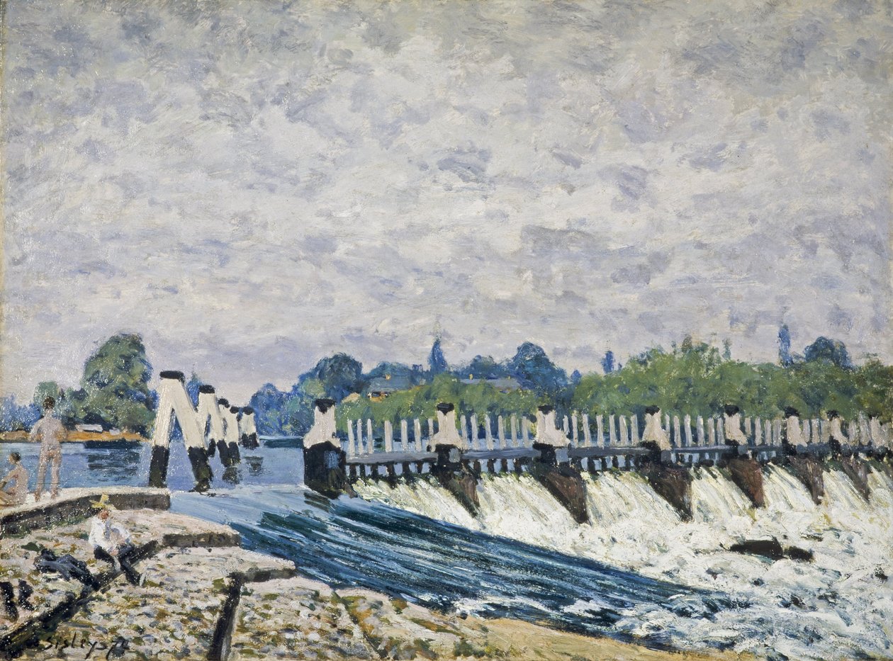 Molesey Weir, Hampton Court autorstwa Alfred Sisley