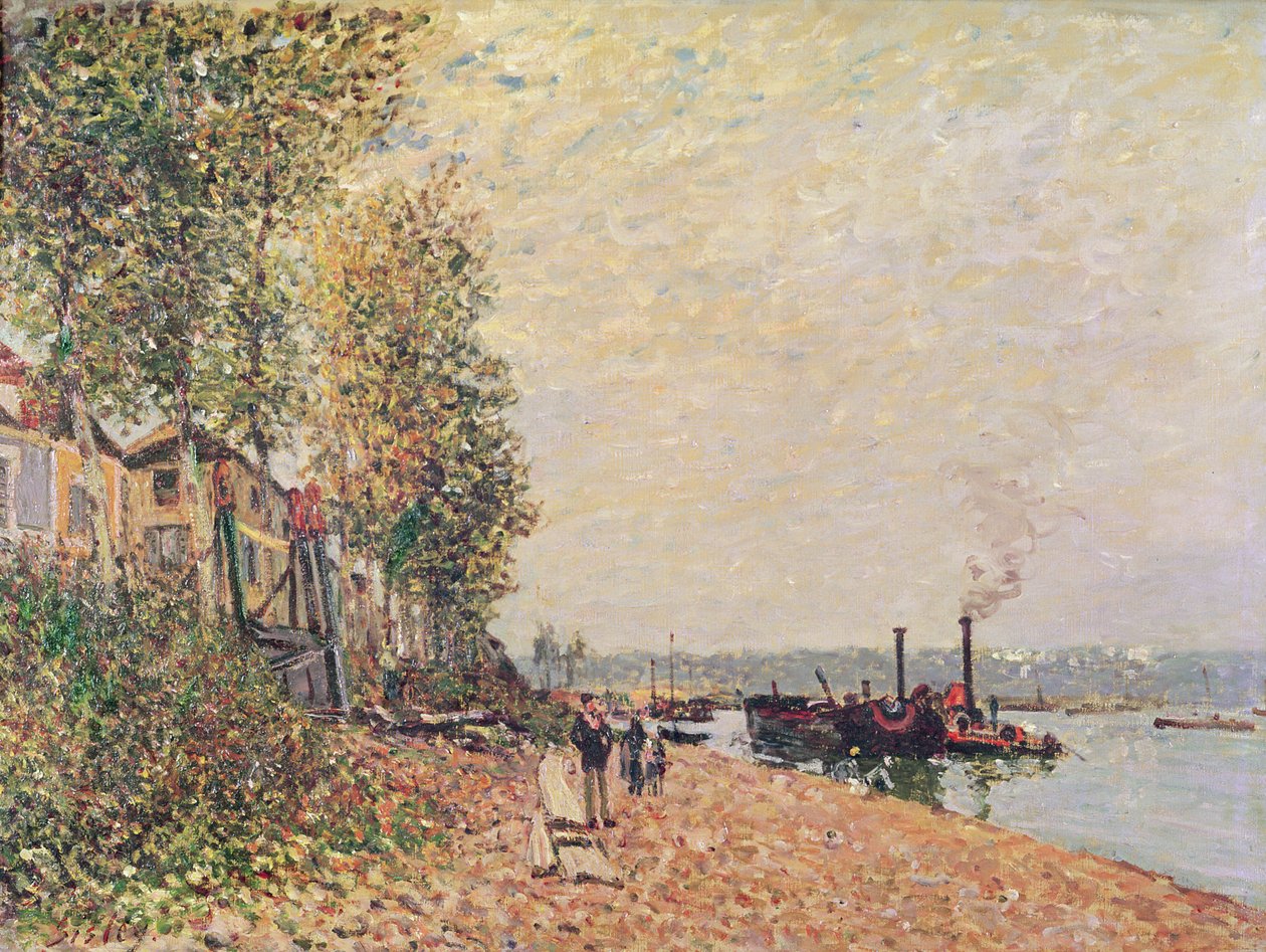 Parowce na Loing w Saint-Mammes, 1877 autorstwa Alfred Sisley