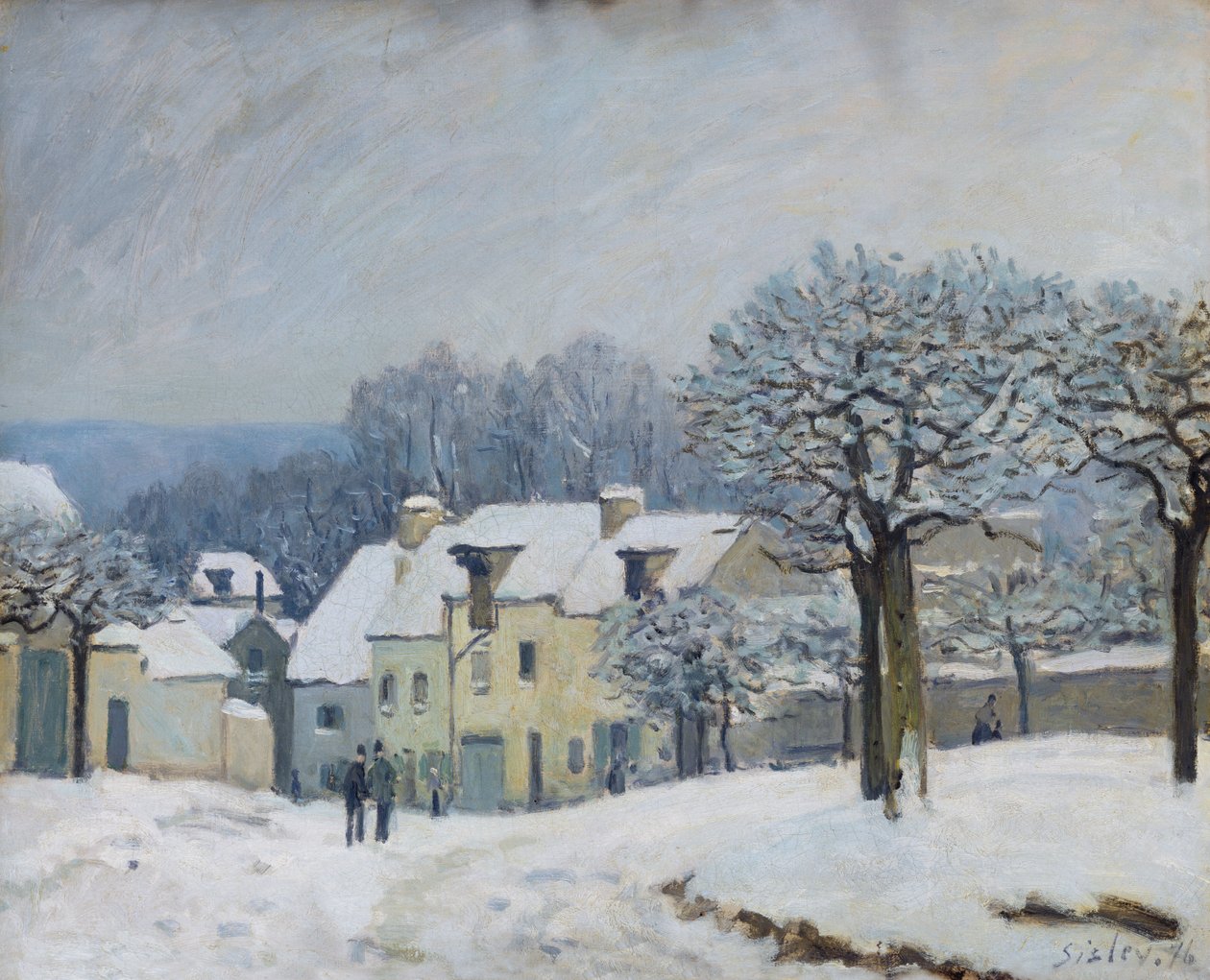 Place du Chenil w Marly-le-Roi, śnieg, 1876 r. autorstwa Alfred Sisley