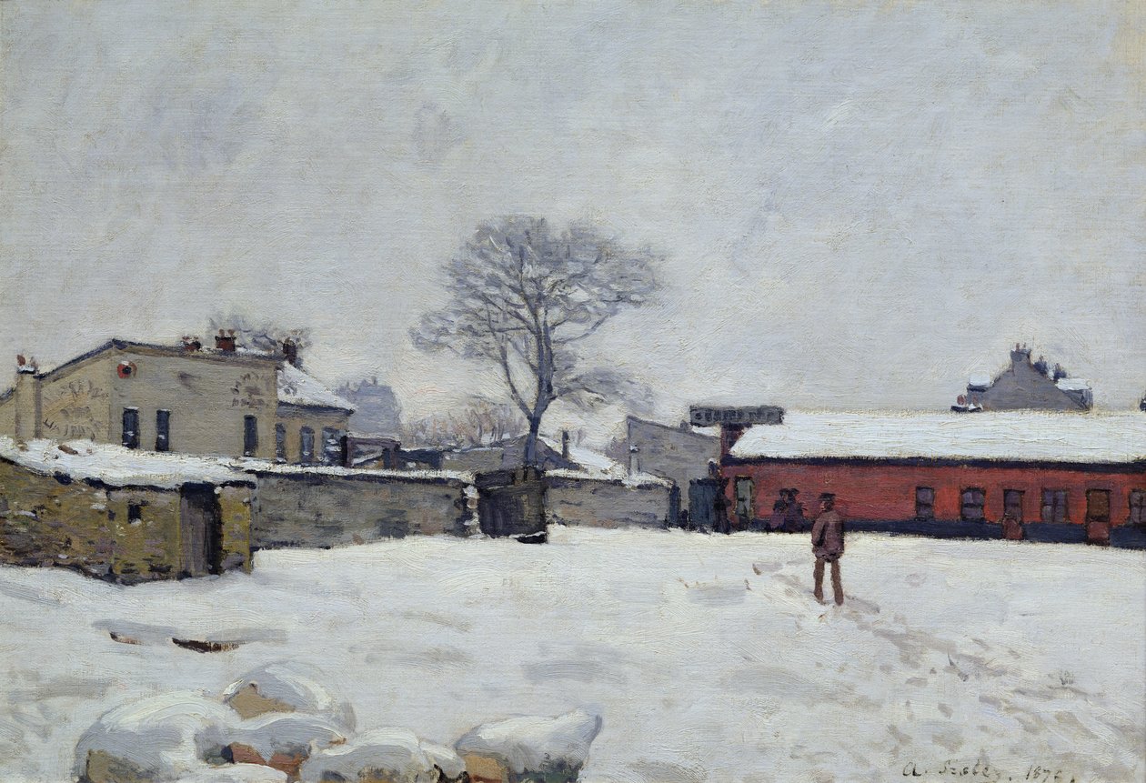 Pod śniegiem: gospodarstwo w Marly-le-Roi, 1876 autorstwa Alfred Sisley