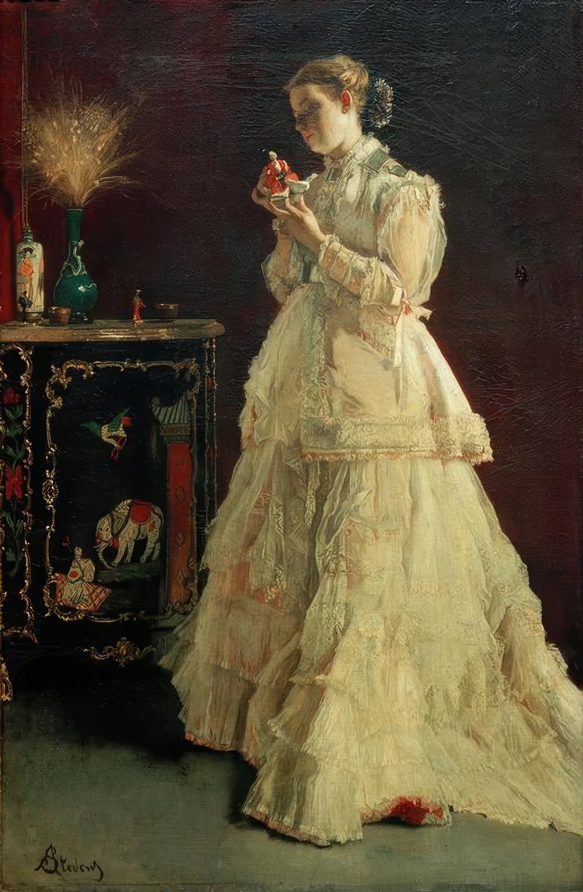 A.Stevens, Die Dame w Rosa autorstwa Alfred Emile Stevens